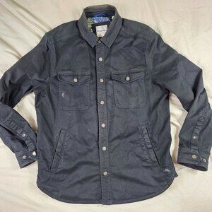 Tommy Bahama Mens Medium Black Shirt Jacket Blue Floral Lining Casual Outerwear